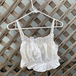 H&M | White Ruffled Cropped Tank Top